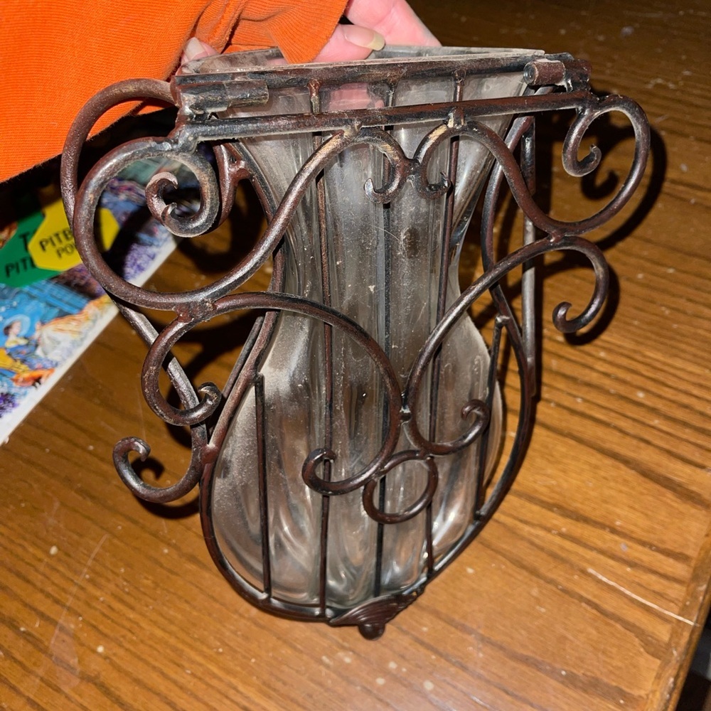 Vintage Cast Iron glass plantar decor - Picture 3 of 3
